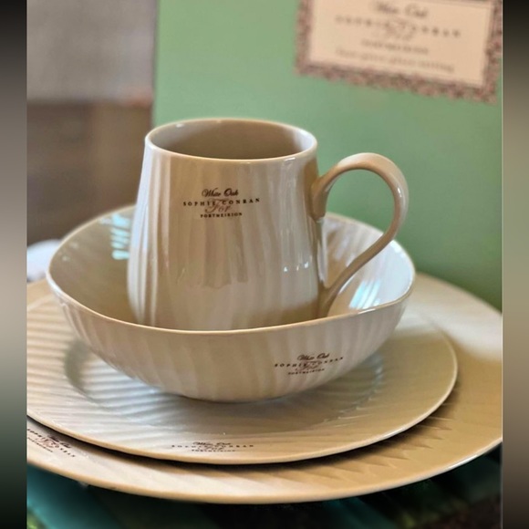 6x Sophie Conran for Portmeirion 4 piece place setting, White Oak, Pebble - Picture 1 of 12